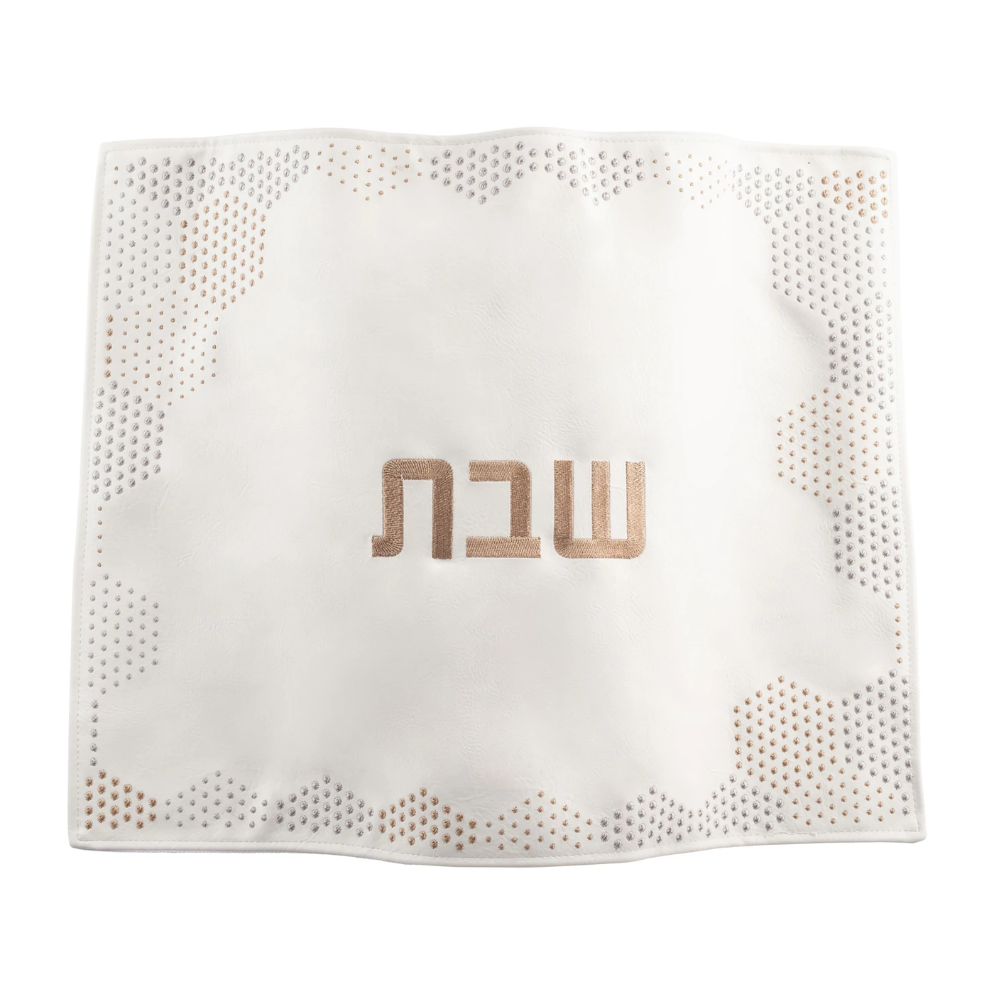 Hexagon Dot Border Challah Cover - Gold&Silver - Set With Style