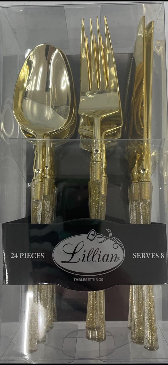 Combo Cutlery Set- Gold Glitter - Set With Style