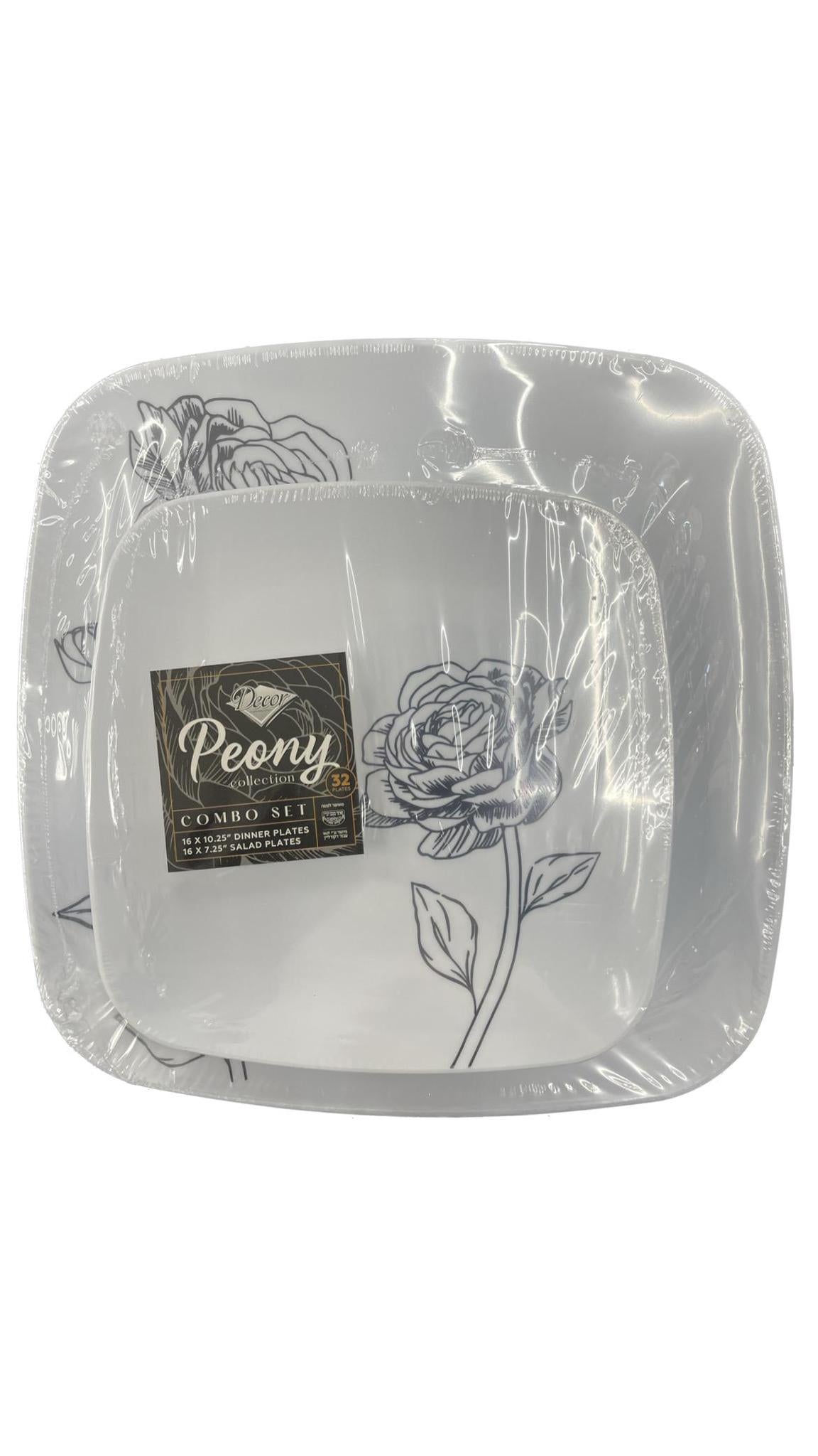 Peony Collection Combo - White/ Black (service for 16) - Set With Style