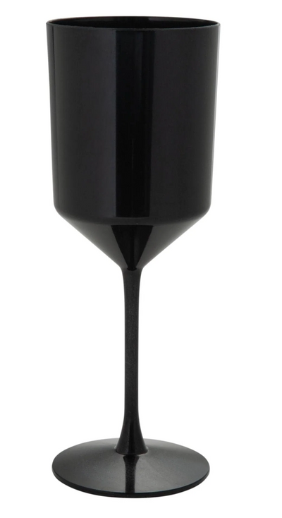 Plastic Black Wine Cup with Stem (4ct) - Set With Style