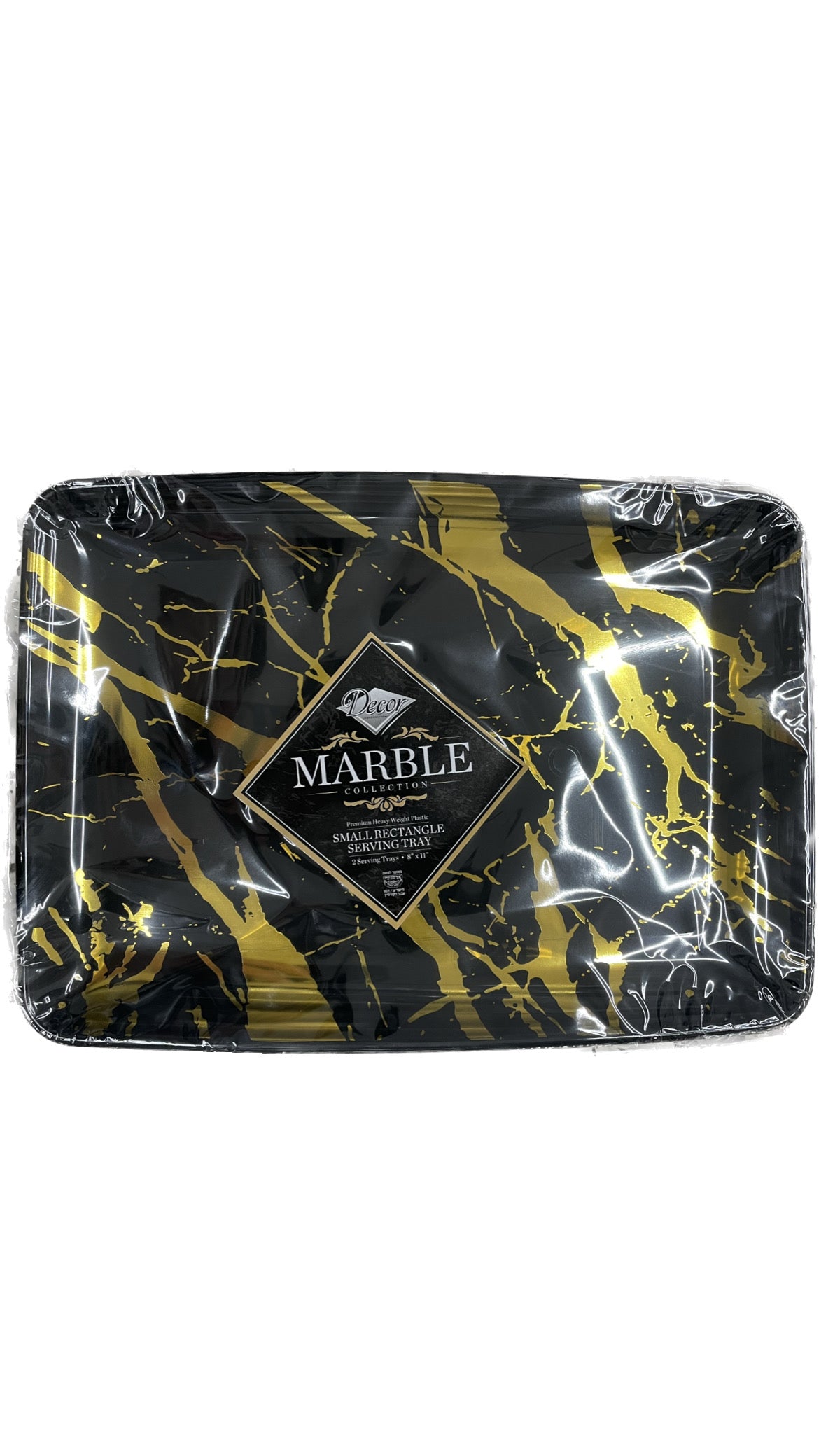 Marble Collection Small Rectangle Serving Tray - Black & Gold (2ct) - Set With Style