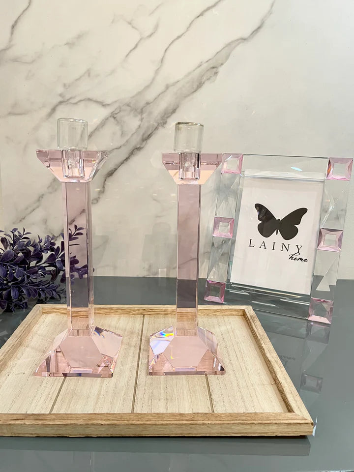 Pink Crystal Candlesticks ( Set of 2) - Set With Style
