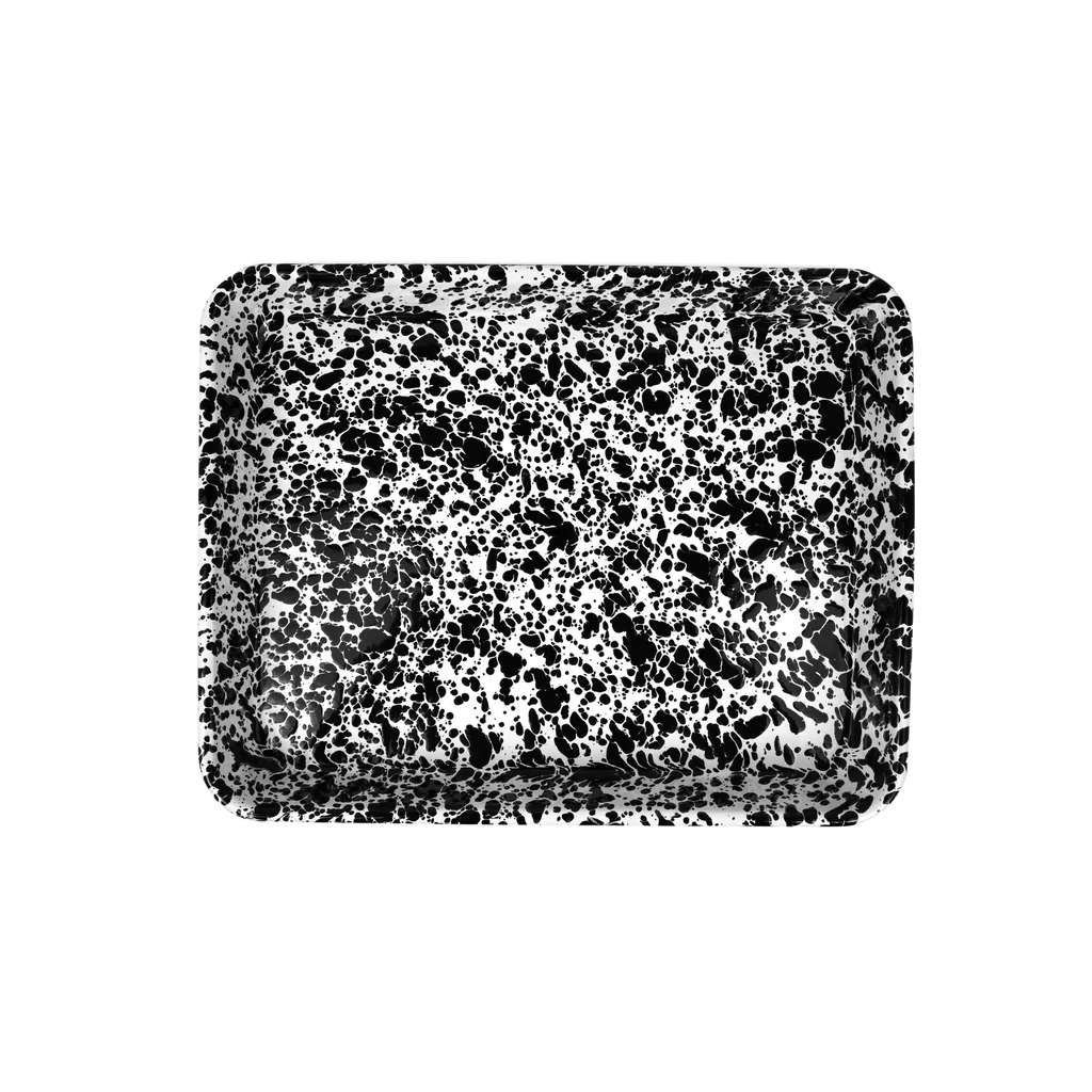 Enamelware Splatter Small Rectangle Tray, Black - Set With Style