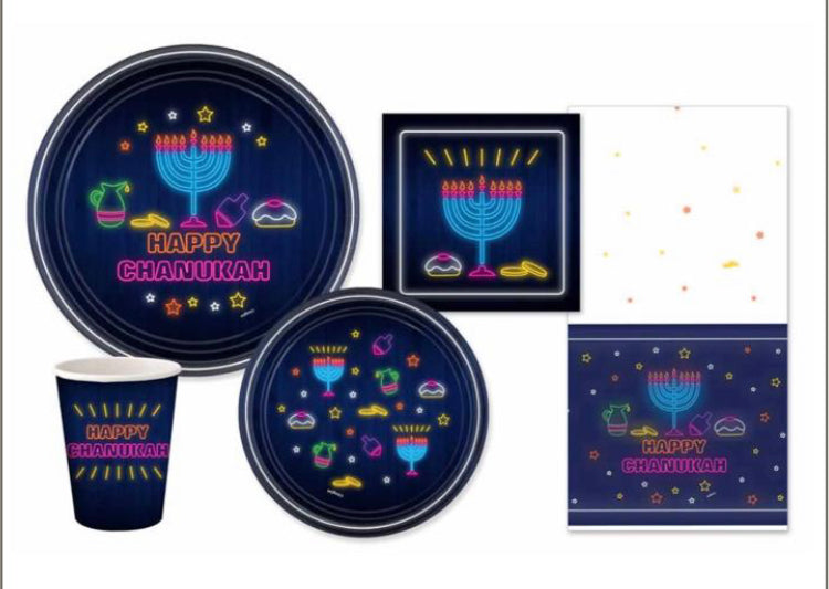 Neon Chanukah Lunch Napkins (40ct) - Set With Style