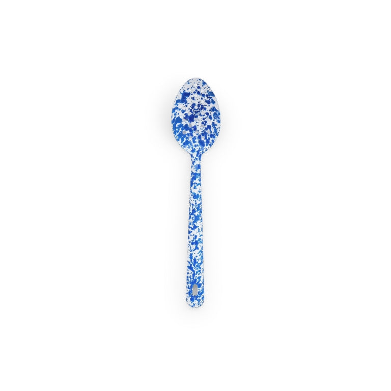 Enamelware Splatter Large Serving Spoon, Blue - Set With Style