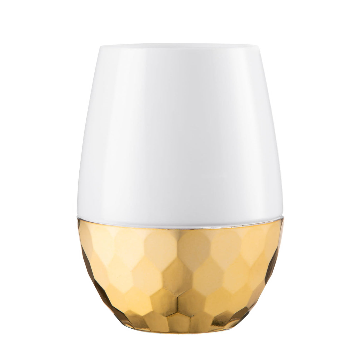 16oz. Hammered Stemless Wine Goblet White/ Gold Bottom (6ct) - Set With Style