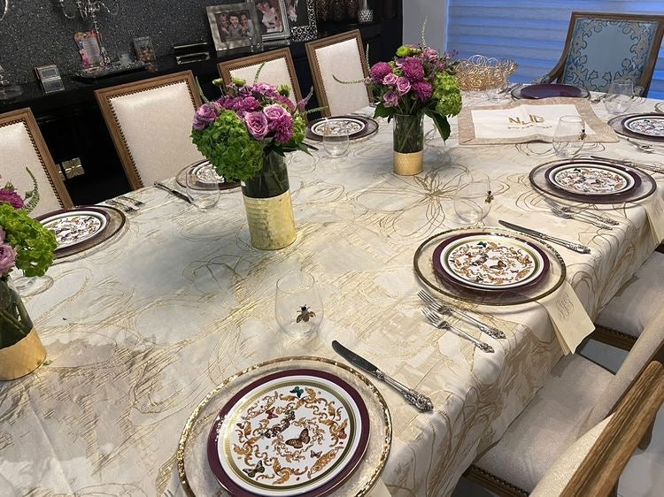 Magnolia Champagne Tablecloth - Set With Style