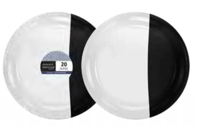 10" Dinner Plates Clear W/ Black (20ct) - Set With Style