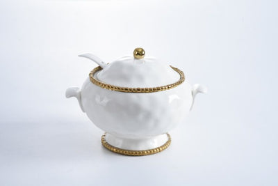 Gold & White Soup Tureen W ladel - Set With Style