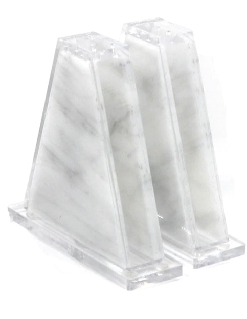 Salt and Pepper Shaker- Triangle Marble & Clear- set of 2 - Set With Style