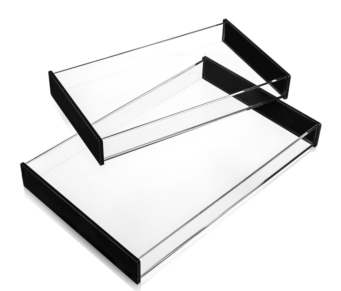 Small Clear Rectangle Lucite Tray with Black Ends - Set With Style