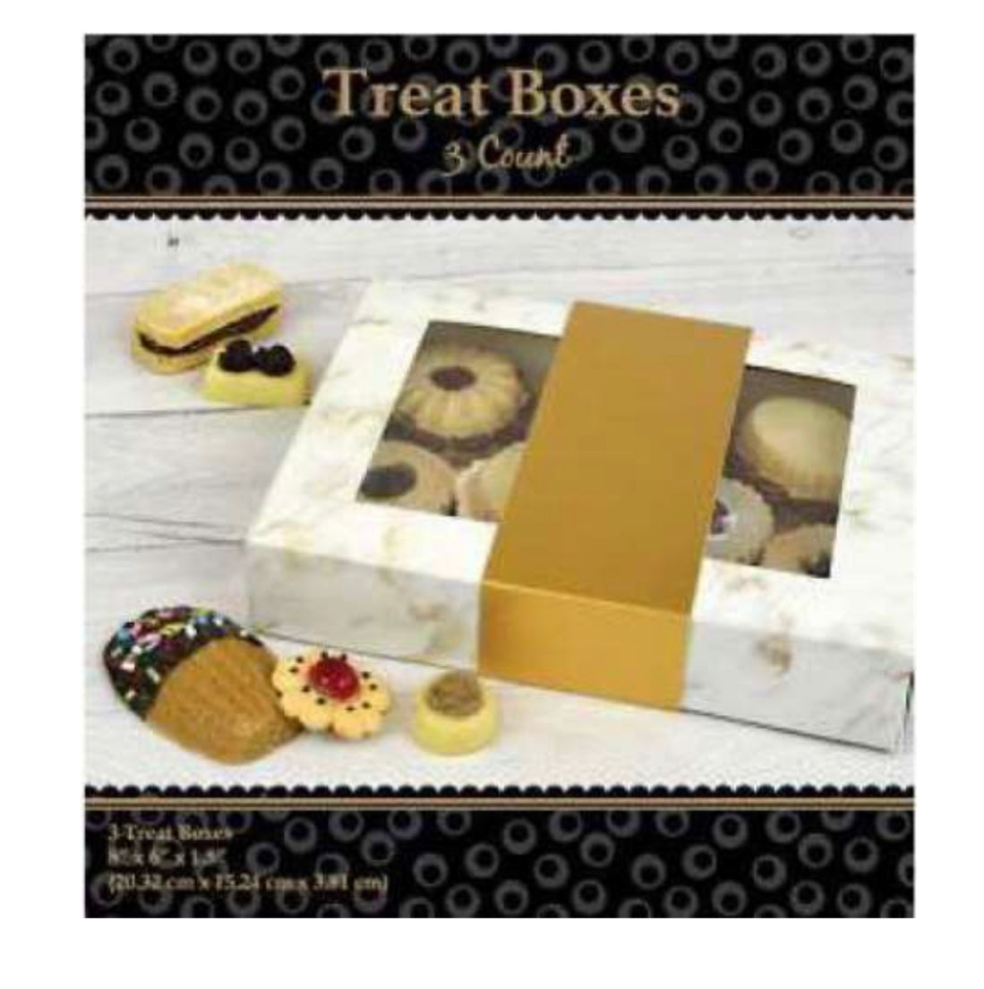 Bakery Box With Gold Band And Window (3 Count) - Set With Style