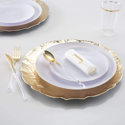 13" Gold Hammered Round Plastic Charger Plate(1ct) - Set With Style