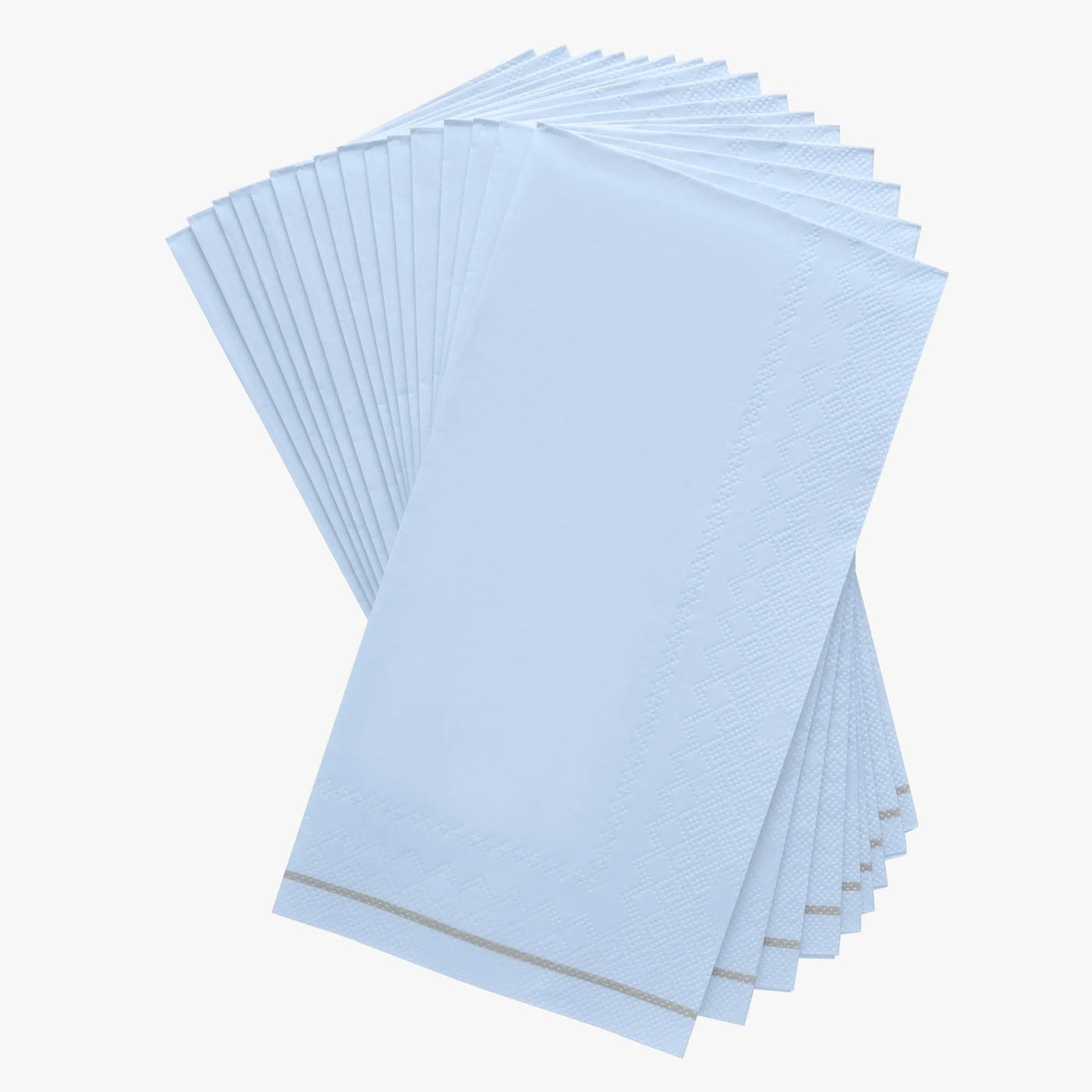 Ice Blue with Silver Stripe Guest Towel (16ct) - Set With Style