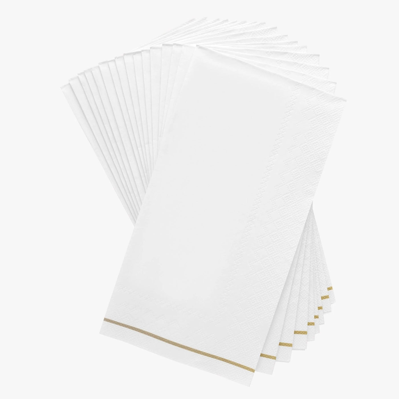 White with Gold Stripe Paper Napkins (16 Count) - Set With Style