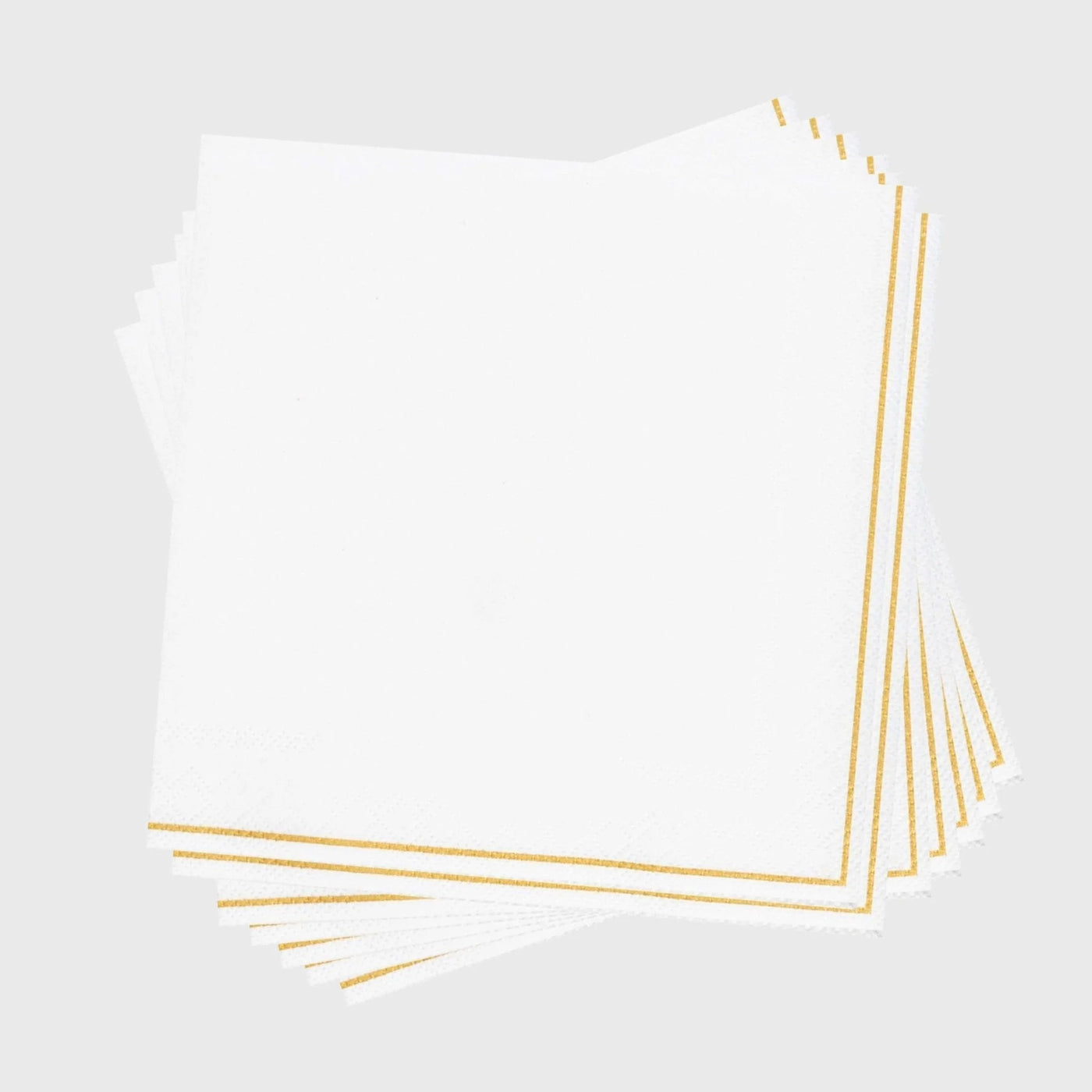 White with Gold Stripe Paper Napkins (16 Count) - Set With Style