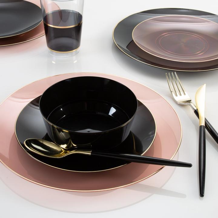 Round Semi Transparent Rose • Gold Plastic Plates | 10 Pack - Set With Style