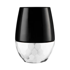 16oz. Hammered Stemless Wine Goblet Black/ Silver Bottom (6ct) - Set With Style